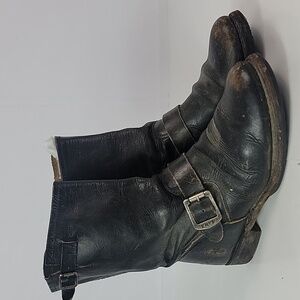 Frye Black Leather Combat Boots